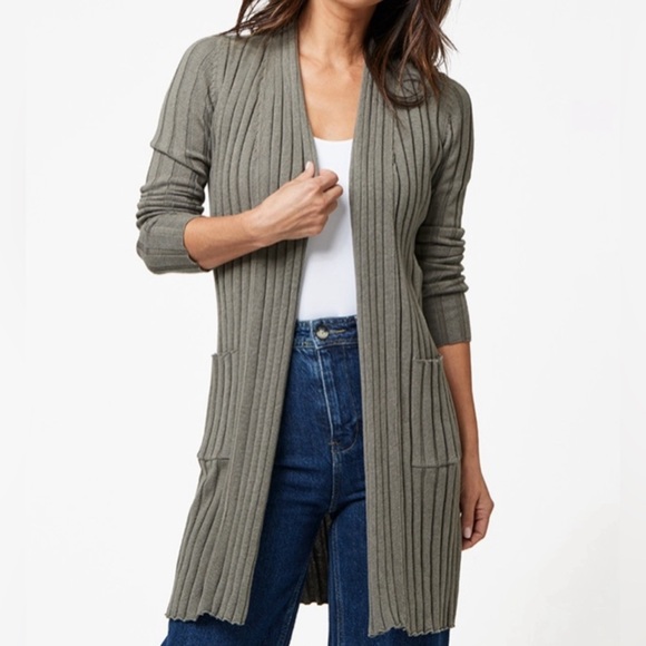 Pact Sweaters - PACT Organic Thick Ribbed Cardigan Size Large in Sage Green